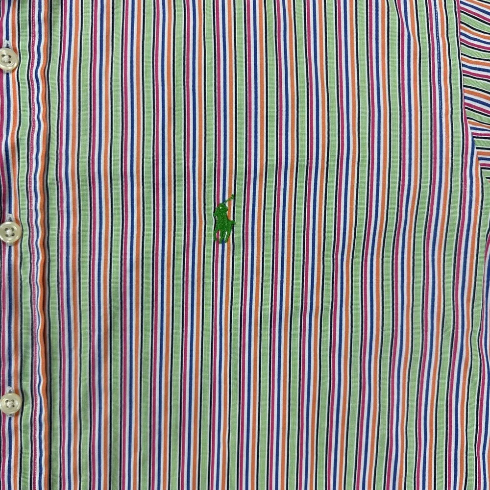 Ralph Lauren Classic Fit Button-Up Shirt Multicolor‎ Stripe 100% Cotton L